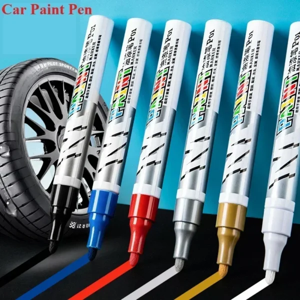 Car paint scratches repair brush pen waterproof water paint marker pen car tire tread care automotive black white red silver