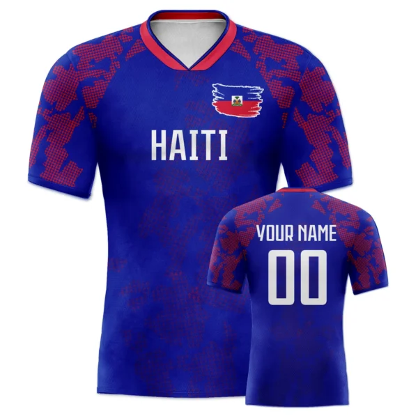 Custom Haiti Soccer Jersey Personalized Name Number, National Team Football Shirt Flag Design for Men Youth Women