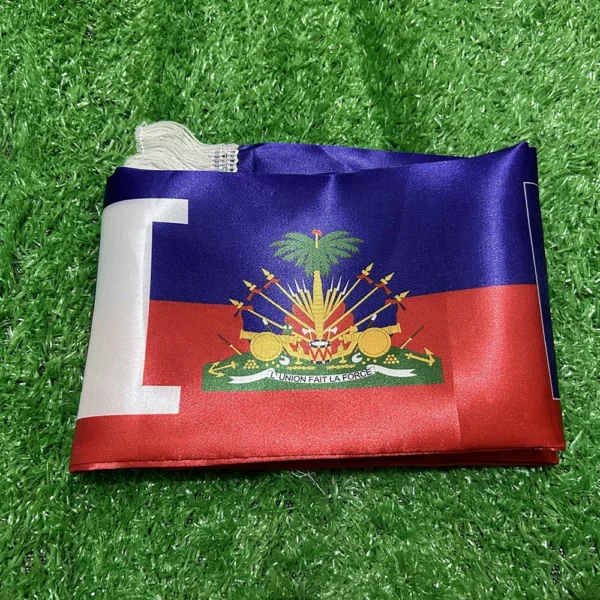Haiti Scarf 14x135cm Double-sided Printed Satin Haiti Flag Scarf Tassels Suitable for 2026 Football cup, Sports, Events