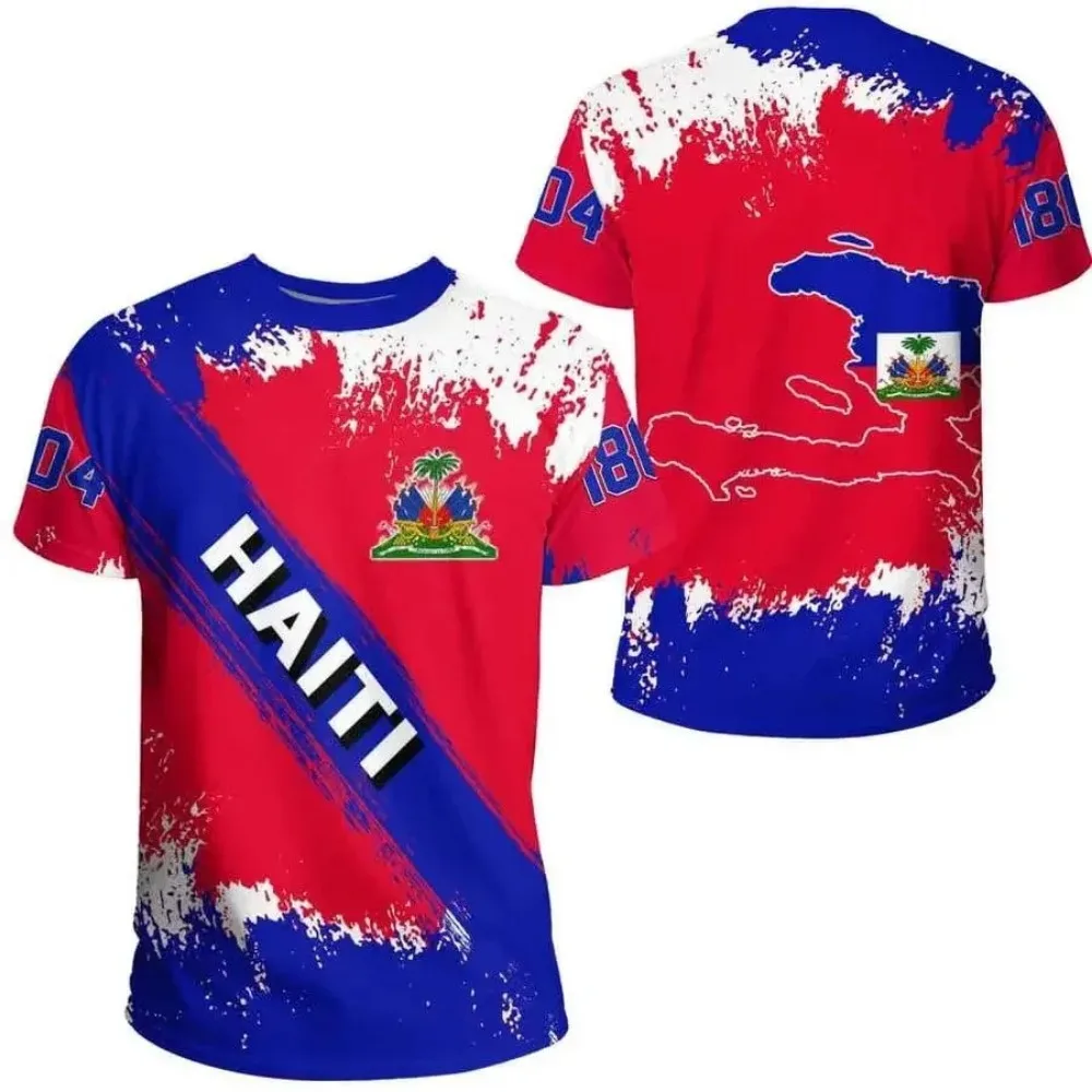image_1 HAITI Island Flag 3D Print Sports Quick-dry Breathable Men Women T-shirt Football Jersey Team Training Short-sleeve Summer Top - Image 1